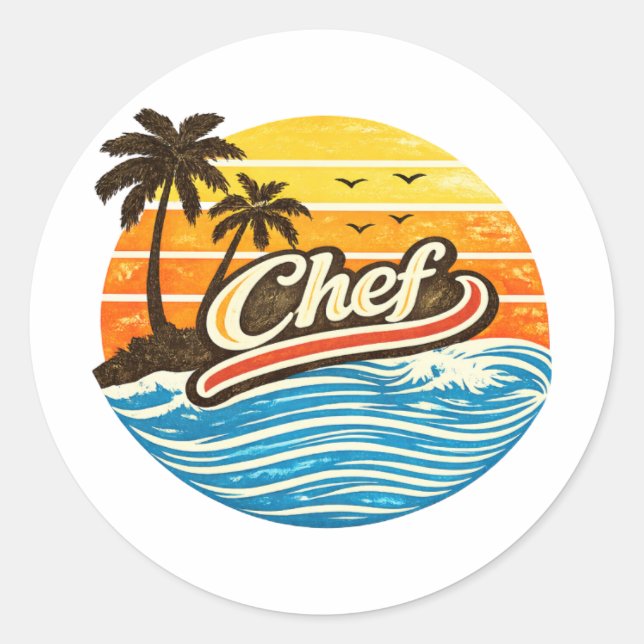 Adesivo Design Chef Pôr do Sol Retro (Frente)