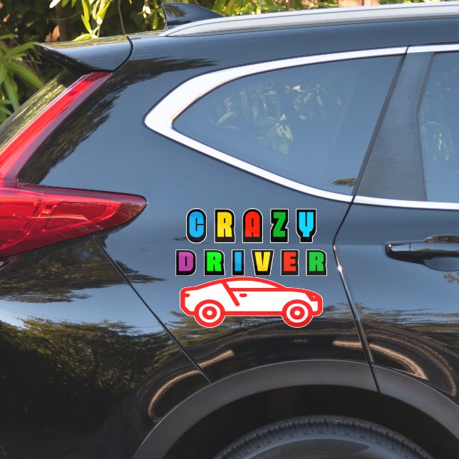 Adesivo Design Colorido de Motorista Louco (Lado do carro)