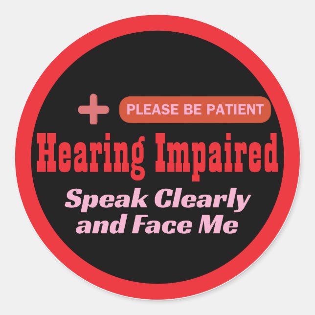 Adesivo design com deficiência auditiva elegante - preto e (Frente)