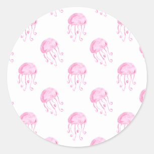Adesivo design cor-de-rosa da praia das medusa da aguarela