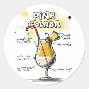 Adesivo Design da receita da bebida de Pina Colada