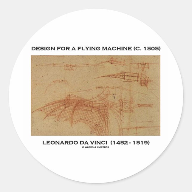 Adesivo Design Da Vinci Para Uma Máquina Voadora (Frente)
