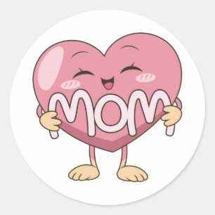 Adesivo Design de Abraço de Coração de Mãe Kawaii