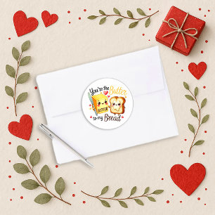 Adesivo Design de Amor de Manteiga e Pão Kawaii Fofo