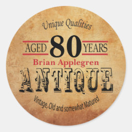 Adesivo Design de Aniversário de 80 de Idade, Antiguidade