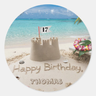 Adesivo Design de aniversário de praia personalizada