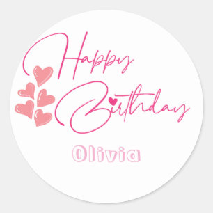 Adesivo design de aniversário de um ano de idade rosa