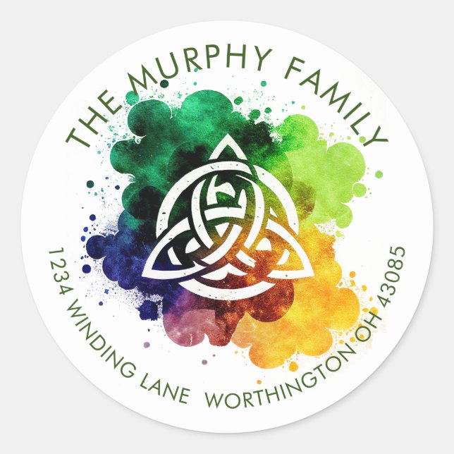Adesivo Design de Aquarela Celta Grunge Colorida (Frente)