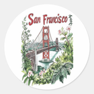 Adesivo Design de Aquarela da ponte de Ouro San Francisco