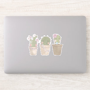 Adesivo Design de Aquarela Smiling Cactus Trio