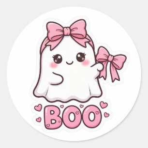 Adesivo Design de Arco de Fantasma de Halloween Rosa Fofo