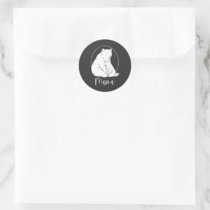 Adesivo Design de Arte de Linha Minimalista da Mamãe Urso