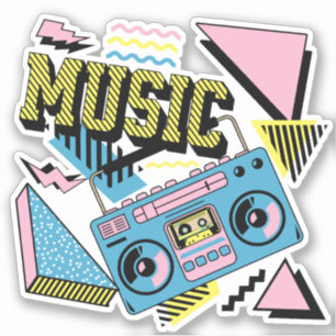 Adesivo Design de boombox de música com estilo retro