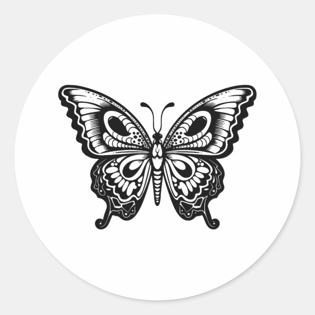 Adesivo Design de Borboleta Monocromática Elegante (Frente)