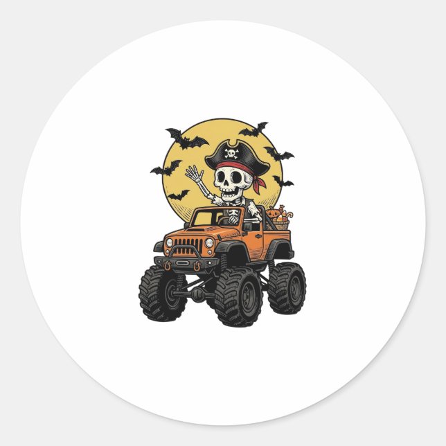 Adesivo Design de caminhão monstro de esqueleto pirata de  (Frente)