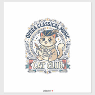 Adesivo Design de camiseta de gato fofo de música clássica