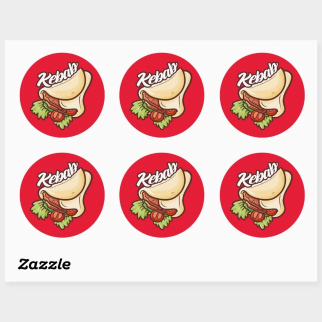 Adesivo Design de Cartoon de Kebab Engraçado (Folha)