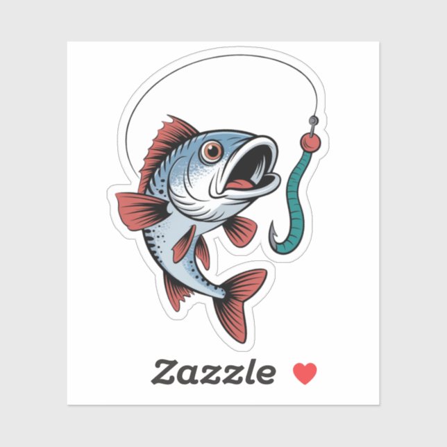 Adesivo Design de Cartoon de Pesca Engraçado (Folha)