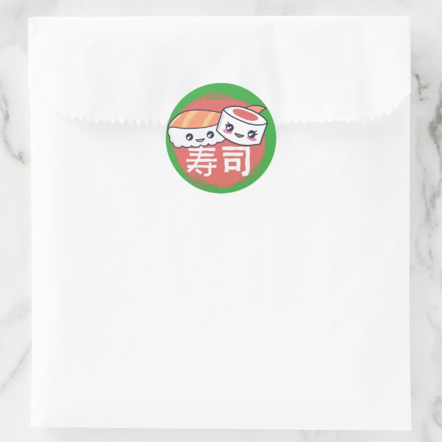 Adesivo Design de Cartoon de Sushi Engraçado (Bolsa)
