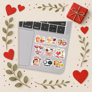 Adesivo Design de casal de comida kawaii colorido e divert