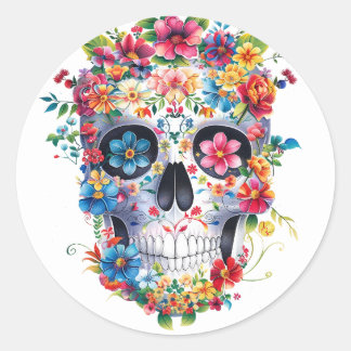 Adesivo Design de Caveira Floral