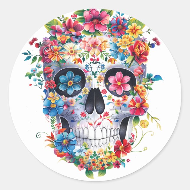 Adesivo Design de Caveira Floral (Frente)