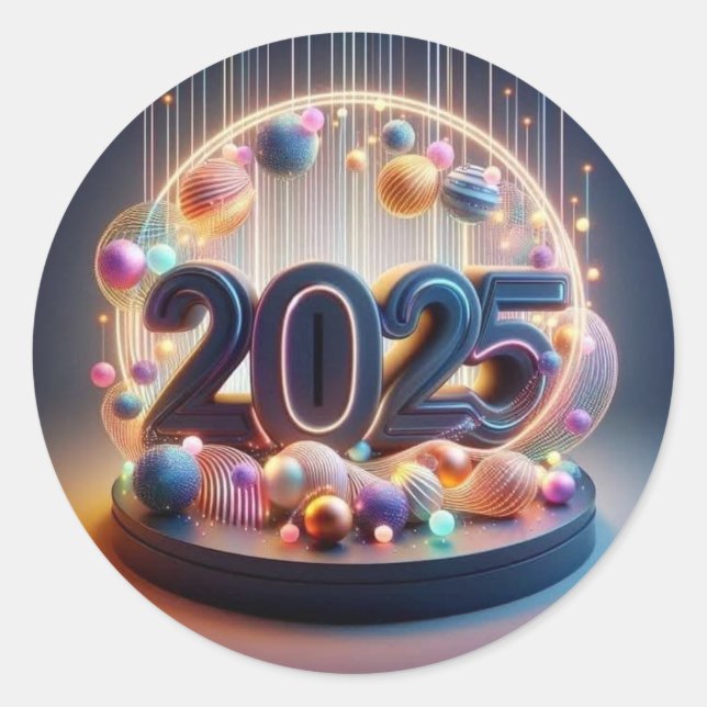 Adesivo : Design de Celebração Vibrante 2025 (Frente)