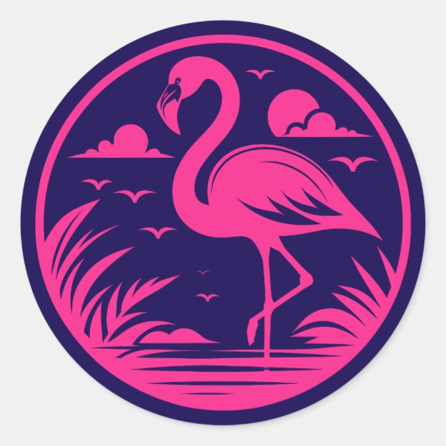 Adesivo Design de Círculo de Verão Flamingo Rosa-68730 (Frente)