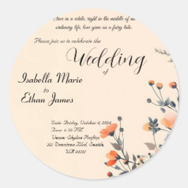 Adesivo Design de convite romântico floral suave