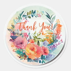 Adesivo Design DE COR DA ÁGUA FLORES "OBRIGADO"