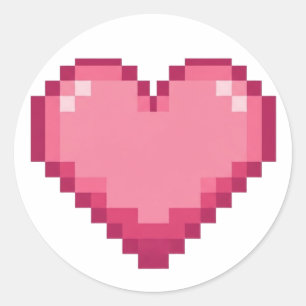 Adesivo Design de Coração Rosa Pixelado