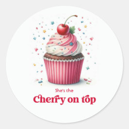 Adesivo Design de Cupcake Fofo com Cereja no Topo para Chá