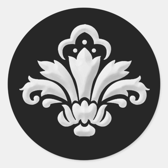 Adesivo Design de Damasco Branco no Fundo Alterável (Frente)