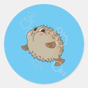 Adesivo Design de desenho animado de vida marinha de Fugu