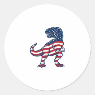 Adesivo Design de Dinossauro T-Rex Patriótico Bandeira Ame