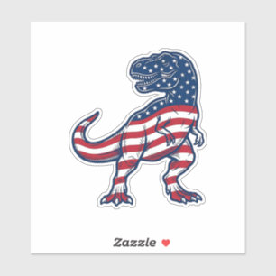 Adesivo Design de Dinossauro T-Rex Patriótico Bandeira Ame