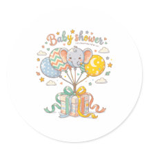 Design de Elefante Fofo e Balões para Chá de Bebê