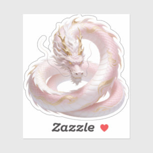 Adesivo Design de fantasia de dragão de ouro branco chinês