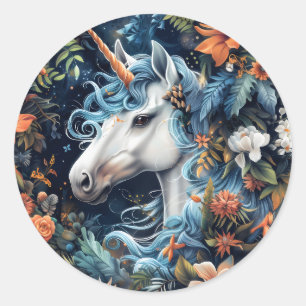 Adesivo Design de fantasia de Unicórnio e flores