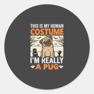 Adesivo Design de Fantasia Humana de Pug Engraçado para o