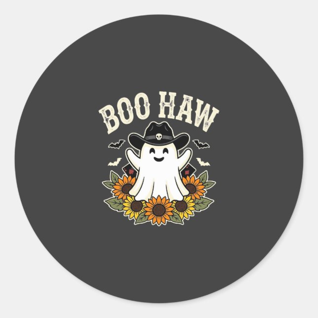 Adesivo Design de Fantasma de Halloween Ocidental Boo Haw (Frente)