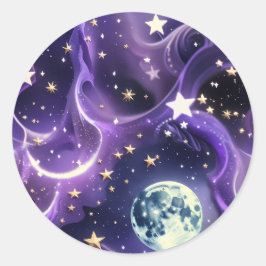 Adesivo - Design de Fases da Lua Celestial Roxa