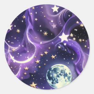 Adesivo - Design de Fases da Lua Celestial Roxa