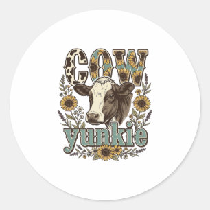 Adesivo Design de Fazenda de Girassóis Cow Yunkie Vintage_