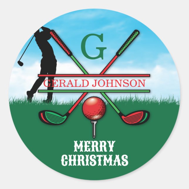 Adesivo Design de Férias de Golfe de Natal Alegre Personal (Frente)