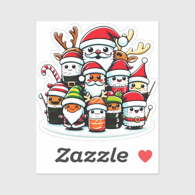 Adesivo Design de Férias Festivas de Natal Sushi (Folha)