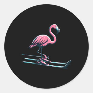 Adesivo Design de Flamingo de Esqui Fofo Esportes de Inver