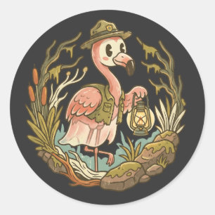 Adesivo Design de Flamingo Pantanoso Assustador Vintage