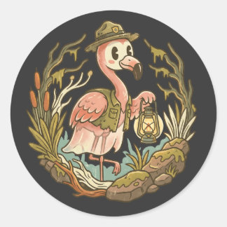 Adesivo Design de Flamingo Pantanoso Assustador Vintage