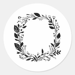 Adesivo Design de Frame Floral Monocromático Elegante